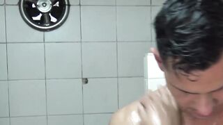Gay for pay Latino friends fuck bareback during hot shower