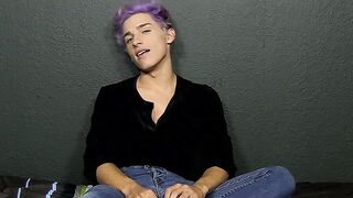 Cute twink toys with his big fat dong and moans for us too