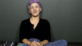 Cute twink toys with his big fat dong and moans for us too