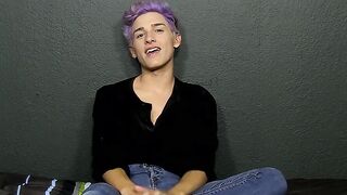 Cute twink toys with his big fat dong and moans for us too