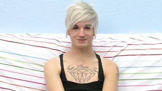 Tattooed smooth teen Austin moans during hot masturbation