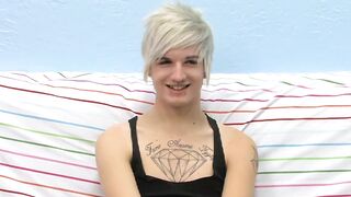 Tattooed smooth teen Austin moans during hot masturbation