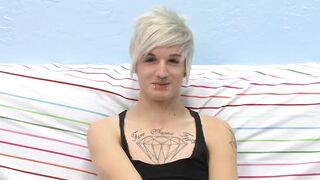 Tattooed smooth teen Austin moans during hot masturbation