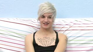 Tattooed smooth teen Austin moans during hot masturbation