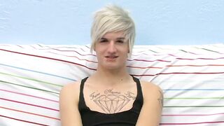 Tattooed smooth teen Austin moans during hot masturbation