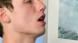 Twink vigorously drilled after slobbering on a big cock