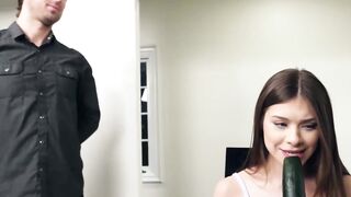 Busty Winter Jade hot ball licking blowjob before facial