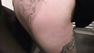 Old amateur does FFM 3 way inside the toilet