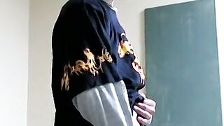 Twink savors the pleasure of smoking and stroking cock