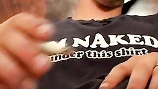 Chainsmoking twink savors mouthfucking with dripping cum