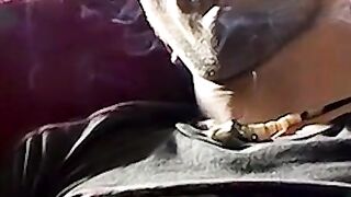 Horny twink smoke addict loves a threesome fucking