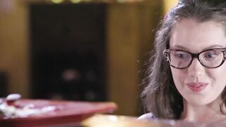 Aidra Fox seduces geeky lesbian in pussy licking threesome