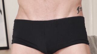 Masked athletic jock Max Dior masturbates his cock solo