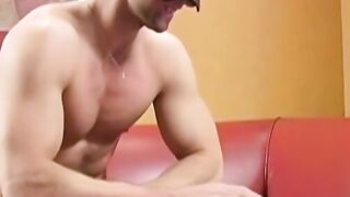 Masked stud Chris jerking off and fingering his horny ass