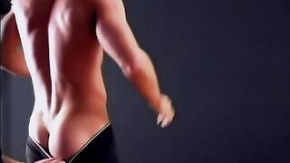 Handsome muscular guy Chris does striptease while jerking