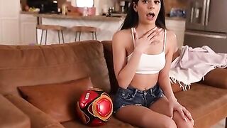 Angel Gostosa walks inside the living room and finds a mess. She calls for her stepbrother Parker Ambrose to got