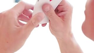 For their date night this month Ivi Rein and Ricky Rascal have decided to go for a poker tournament. They dole out chips and Ivi deals. She lures Ricky in a false sense of having the better hand earning all his chips.Getting up Ivi stands behind Ricky