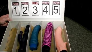 Toy fucking at a solo casting with a simple woman