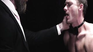 Inked studs Jack Dixon and Lance Charger spitroast Young sexy Cole Blue in an anal fu