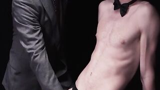 Inked studs Jack Dixon and Lance Charger spitroast Young sexy Cole Blue in an anal fu