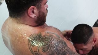 My partner Luis Logan wants a hot steamy barebacking session at the shower