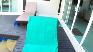 Sex at the pool with a beautiful young woman inside a bikini