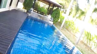 Sex at the pool with a beautiful young woman inside a bikini
