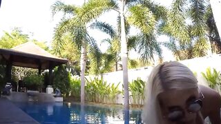 Sex at the pool with a beautiful young woman inside a bikini