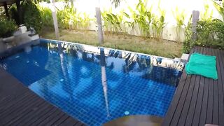 Sex at the pool with a beautiful young woman inside a bikini