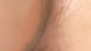 Horny Japanese twink hairy ass close up stroking cock solo