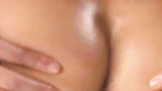 Horny Japanese twink hairy ass close up stroking cock solo