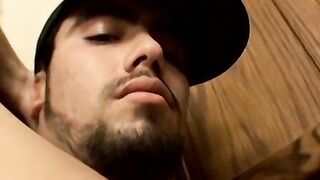 Straight jock jerks off until sticky surprise comes out