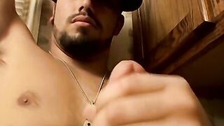 Straight jock jerks off until sticky surprise comes out