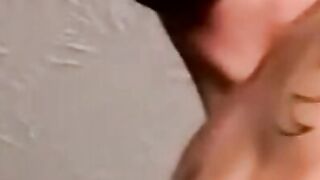 Inked marine blown by mature homo during stroking session