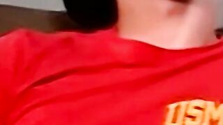 Inked marine blown by mature homo during stroking session