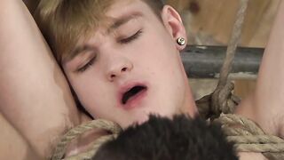 Skinny twinks cock getting shaved and wanked until he cums