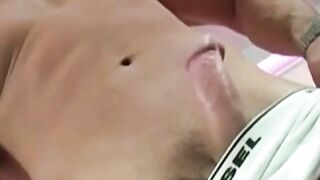 Muscular masked stud jerks off his cock for some money