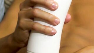 Exotic twink Malachy Luciano fucks dildo and fleshlight solo