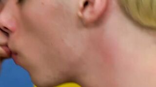 Young skinny gay lovers suck dick before anal fuck fest
