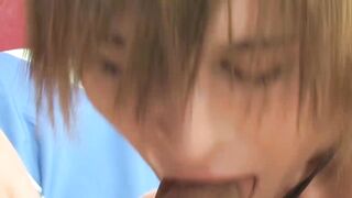 Skinny twink fed cum after riding big throbbing cock hard