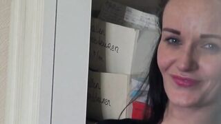 Mom colleague into stockings has sex at work