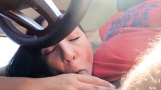 Amateur blows into the vehicle until she jizzes