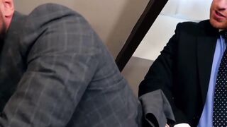Classy businessmen seal the deal with cock in ass