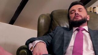 Classy businessmen seal the deal with cock in ass