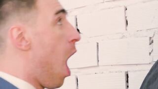 Hardcore businessmen hammer ass after throat fucking