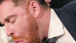 Businessman receives a wet blowjob before fucking his man