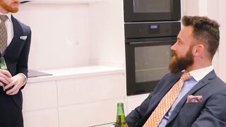 Executives enjoy sloppy blowjob before a rough analfucking