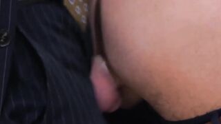 Executives enjoy sloppy blowjob before a rough analfucking