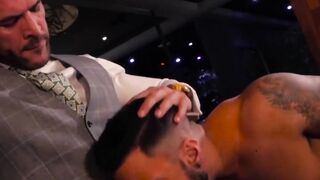 Hunk in a suit and tie fucks his man after back massage