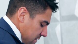 Jock executive has his cock sucked before fucking his man